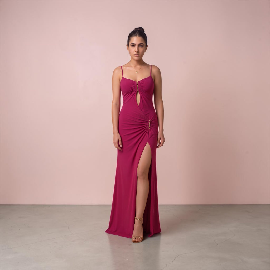 Magenta Draped Gown