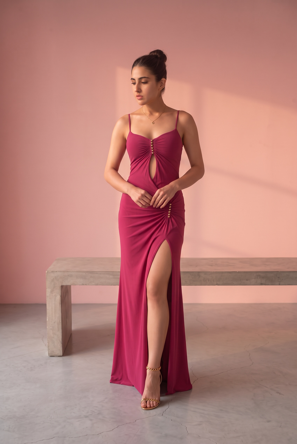 Magenta Draped Gown